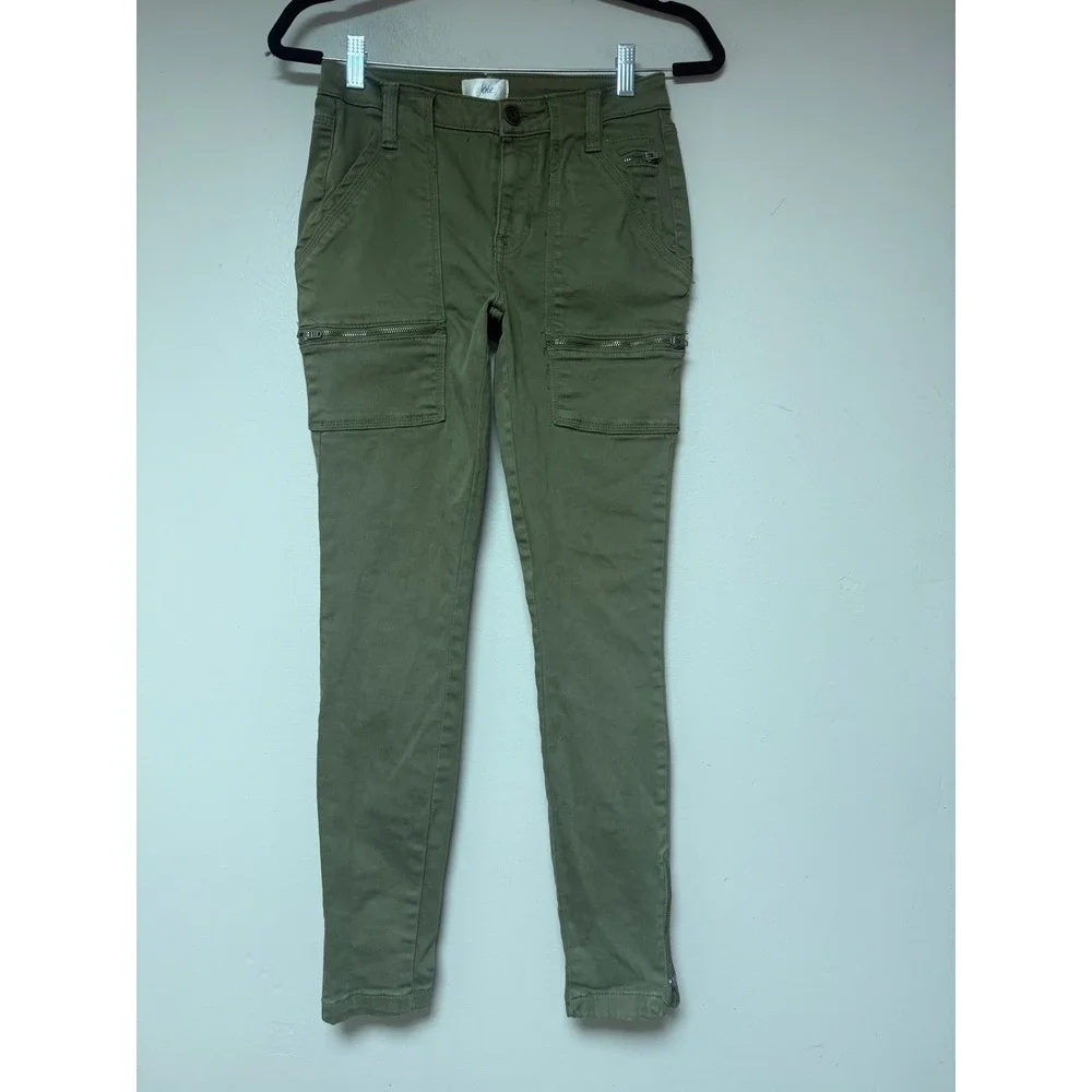 Joie Cargo Pants Women 2/26 Olive‎ Green Excellent Zip Pocket Skinny Utility